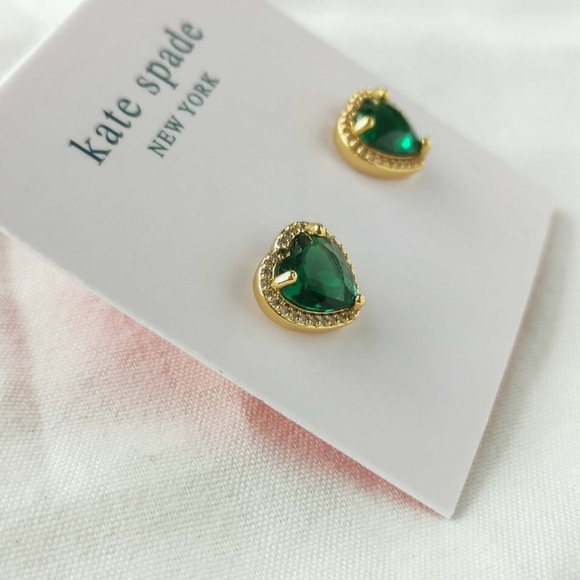 NWT Kate Spade Emerald Green CZ Earrings - Picture 2 of 4